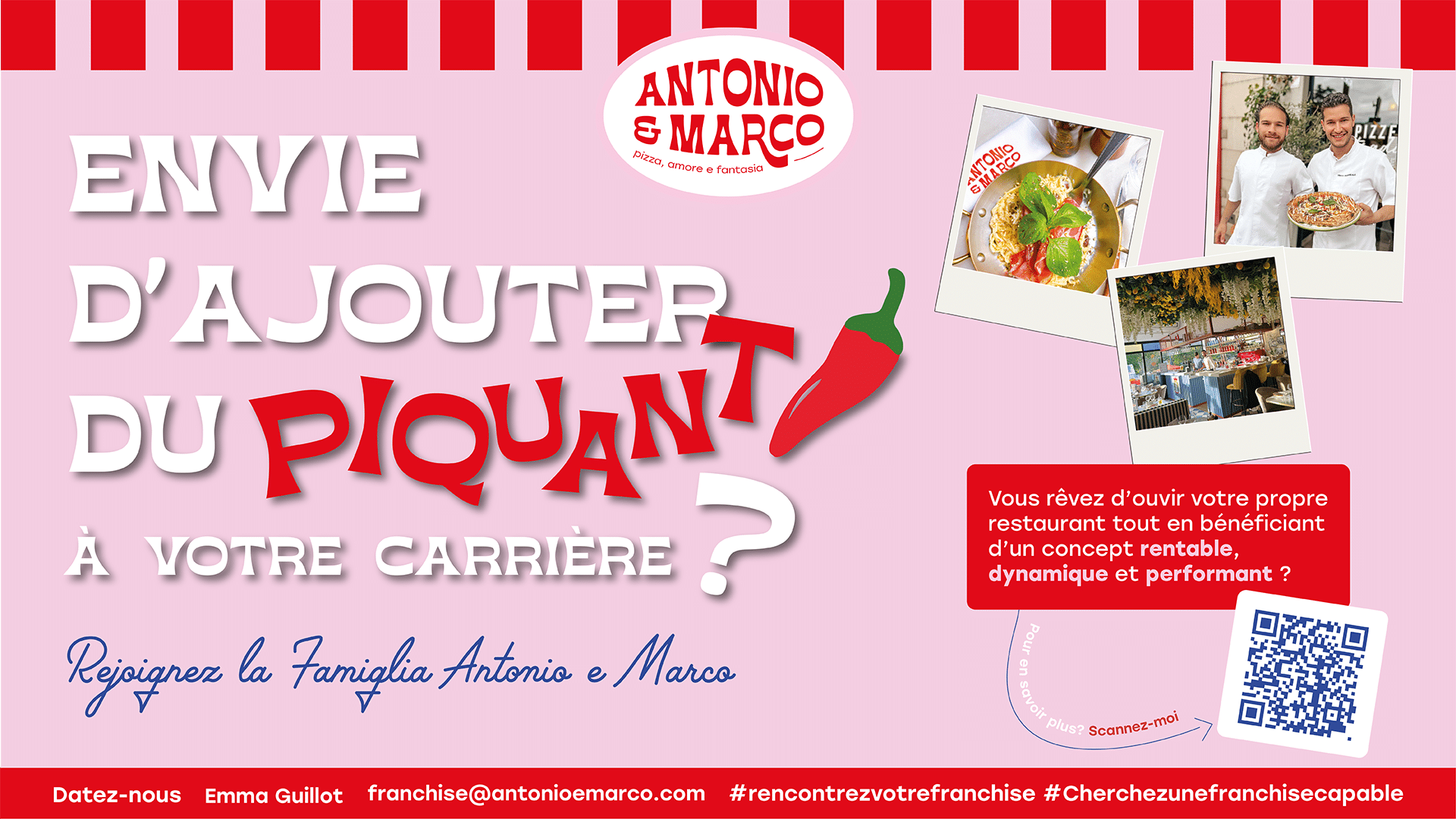 Devenez franchisé(e) Antonio & Marco et ouvrez votre trattoria Italienne !